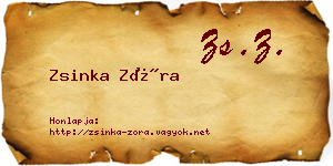 Zsinka Zóra névjegykártya